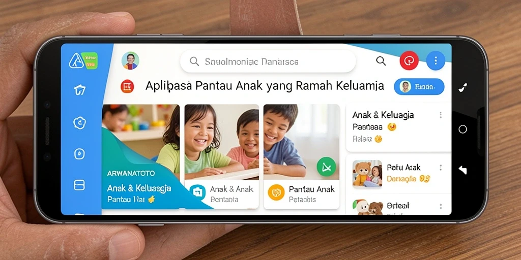 Screenshot antarmuka aplikasi ARWANATOTO yang menampilkan fitur Pantau Anak.