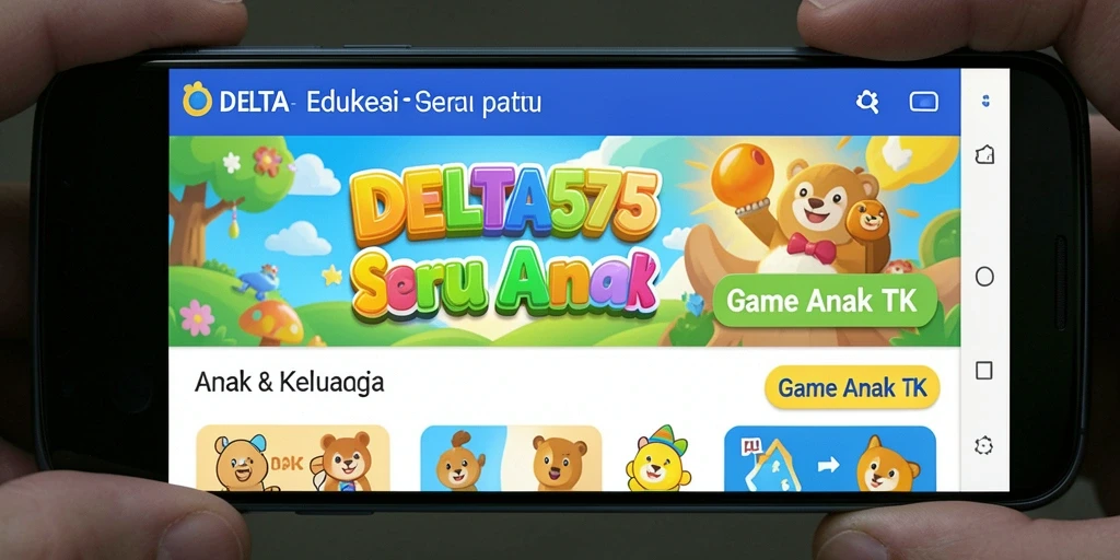 Tampilan antarmuka permainan edukatif DELTA575 untuk anak-anak.