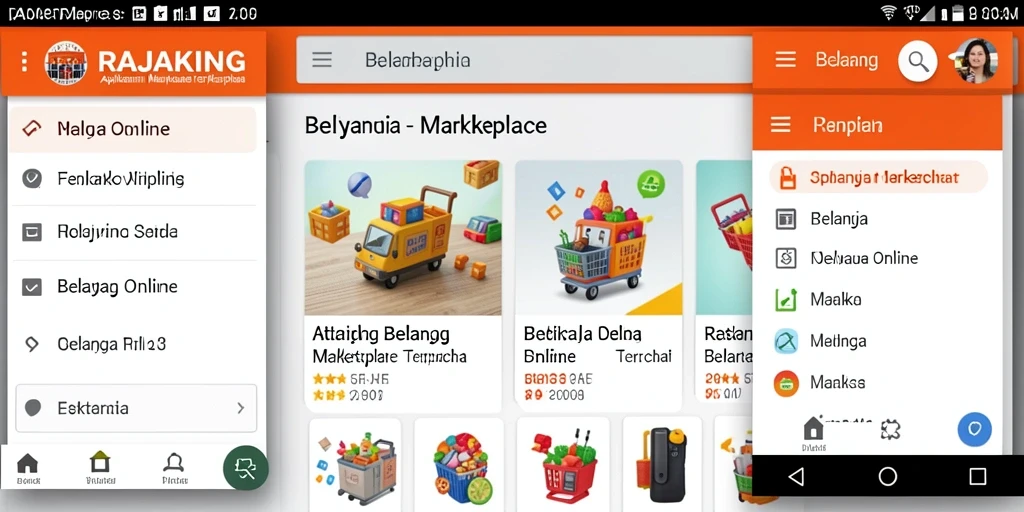 Antarmuka aplikasi RAJAKING yang memudahkan belanja online.