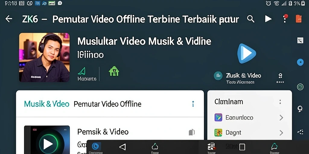 Antarmuka ZK6 yang sederhana untuk pemutaran video offline.